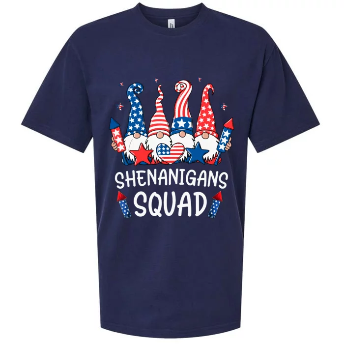 Patriotic Gnomes 4th Of July Funny Shenanigans Squad Sueded Cloud Jersey T-Shirt