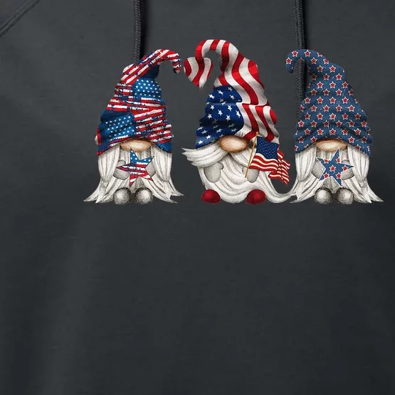 Patriotic Gnomes 4th Of July Funny Gnome Love American Flag Performance Fleece Hoodie