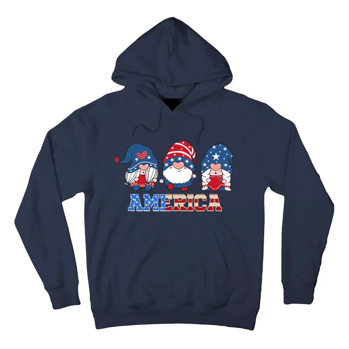 Patriotic Gnomes 4th Of July Funny Gnome Love American Flag Hoodie