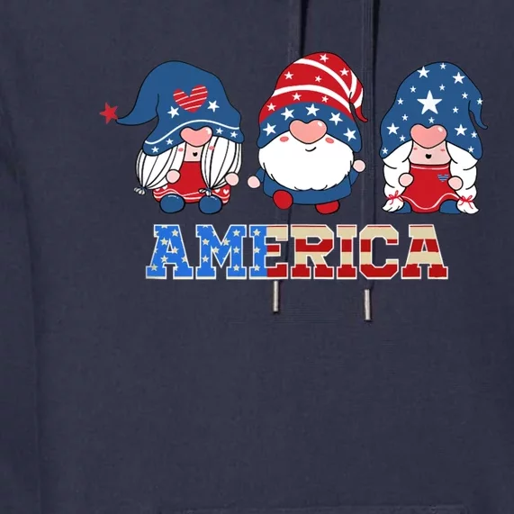 Patriotic Gnomes 4th Of July Funny Gnome Love American Flag Premium Hoodie