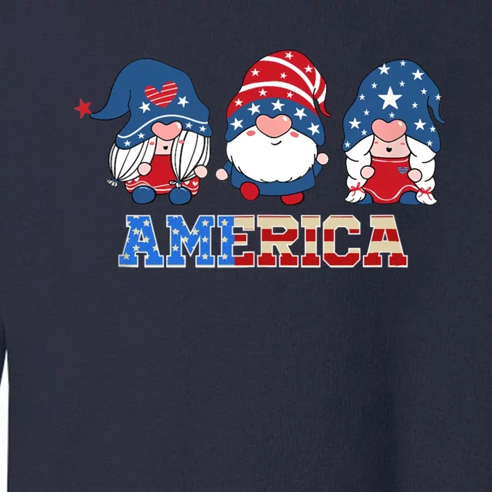 Patriotic Gnomes 4th Of July Funny Gnome Love American Flag Toddler Sweatshirt