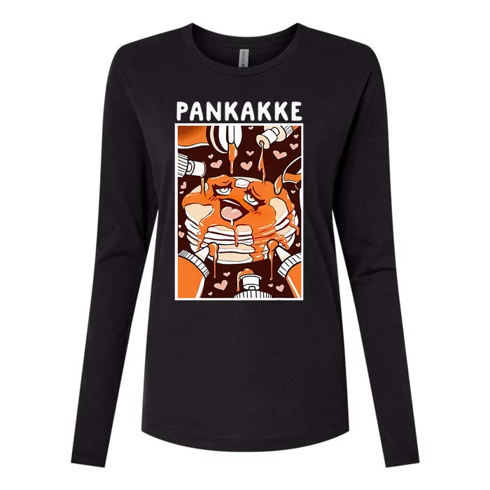 Pankakke Graphic Anime Funny Naughty Foodie Pun Pankakke Womens Cotton Relaxed Long Sleeve T-Shirt