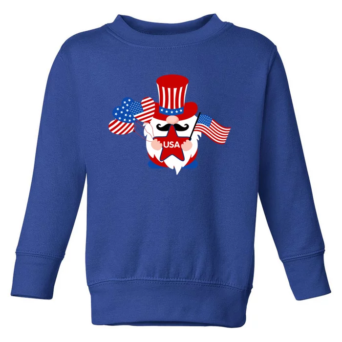 Patriotic Gnome American Flag Usa 4th Of July Cute Gnome Cute Gift Toddler Sweatshirt