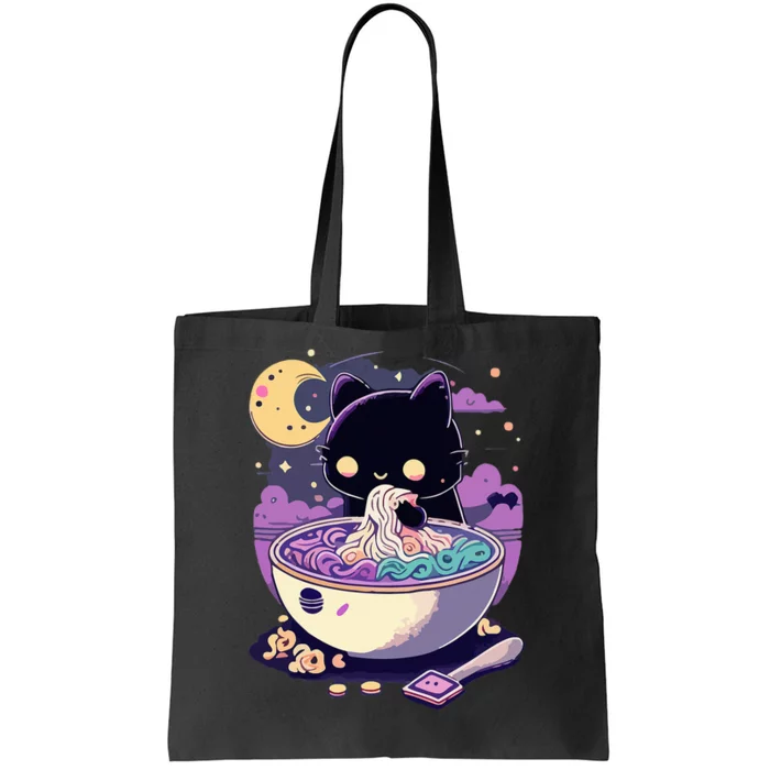 Pastel Goth Aesthetic Kawaii Creepy Cat Eating Tote Bag