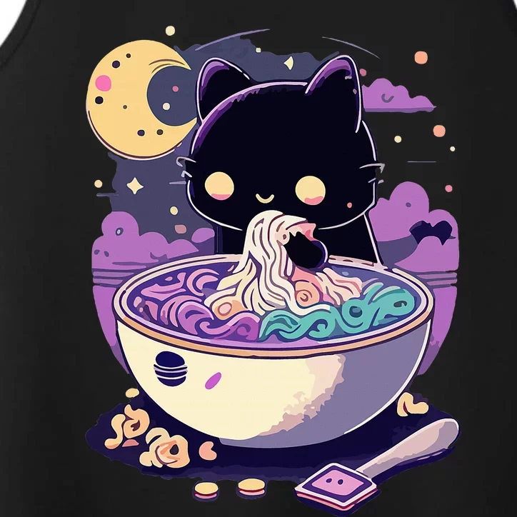 Pastel Goth Aesthetic Kawaii Creepy Cat Eating Performance Tank