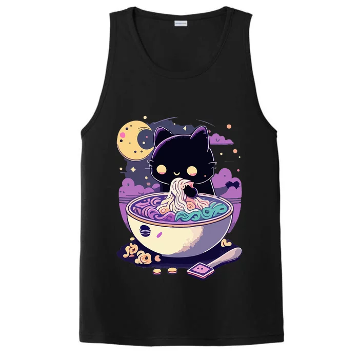 Pastel Goth Aesthetic Kawaii Creepy Cat Eating Performance Tank