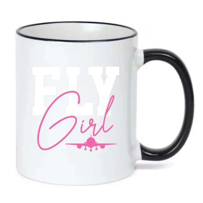 Pilot Girl Airplane Aviation Black Color Changing Mug