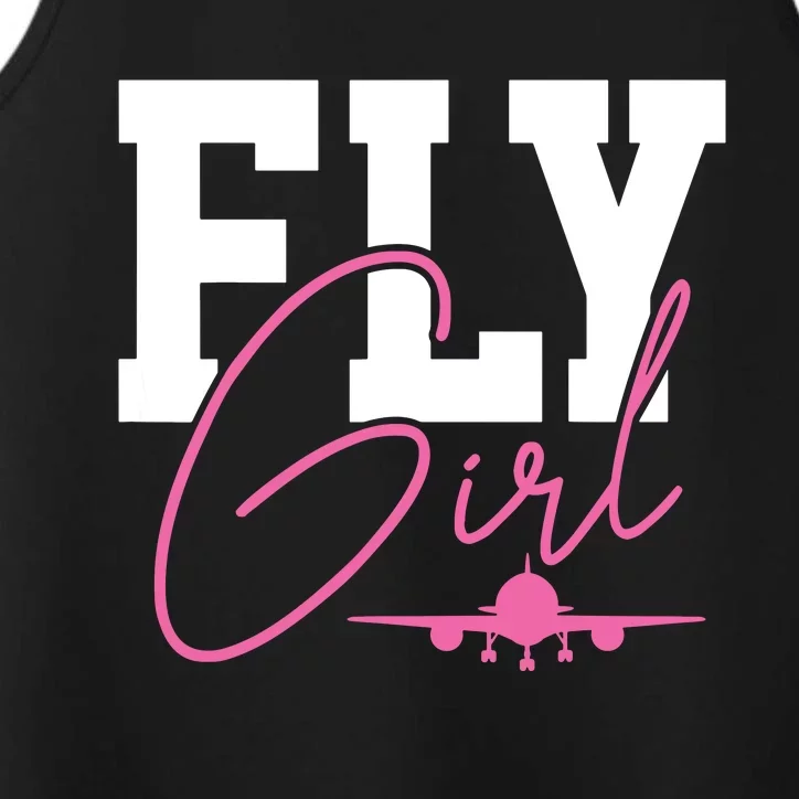 Pilot Girl Airplane Aviation Performance Tank