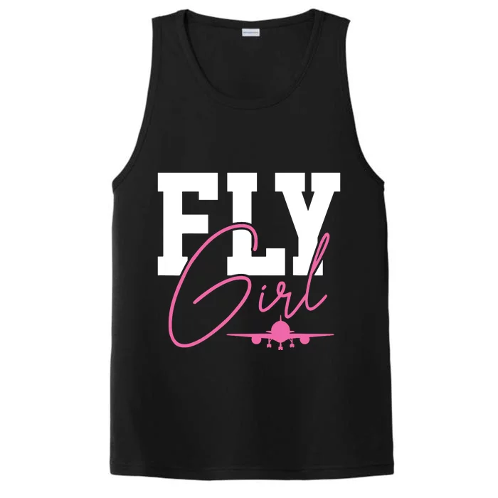 Pilot Girl Airplane Aviation Performance Tank