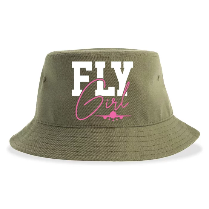 Pilot Girl Airplane Aviation Sustainable Bucket Hat