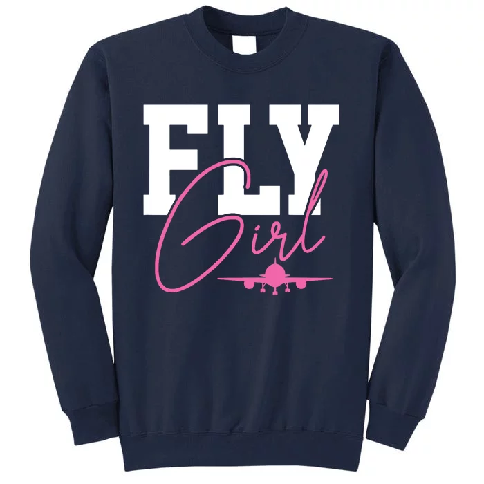 Pilot Girl Airplane Aviation Tall Sweatshirt