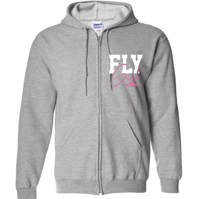 Pilot Girl Airplane Aviation Full Zip Hoodie