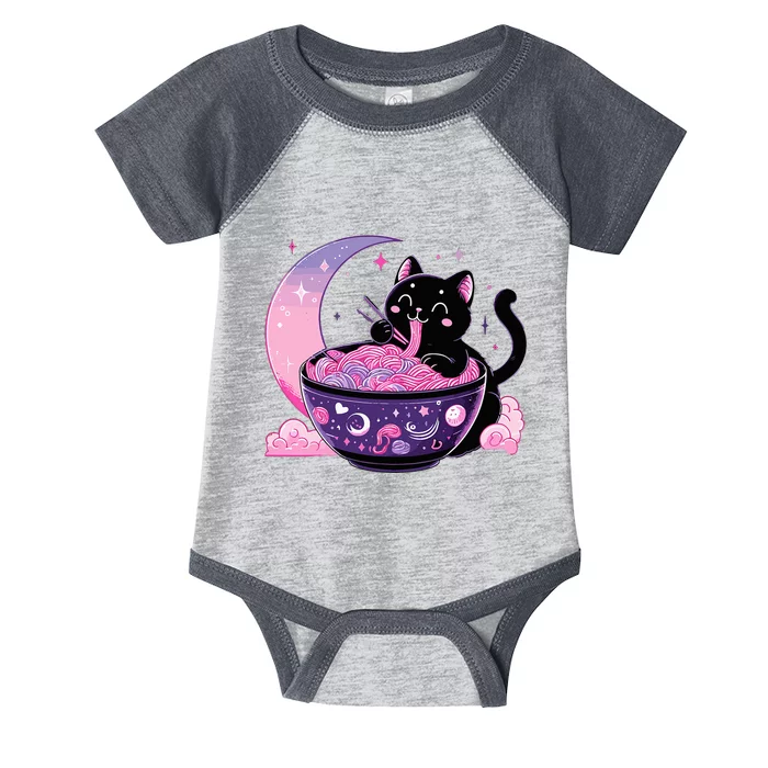 Pastel Goth Aesthetic Kawaii Cat Eating Ramen Noodles Pastel Goth Aesthetic Kawa Infant Baby Jersey Bodysuit