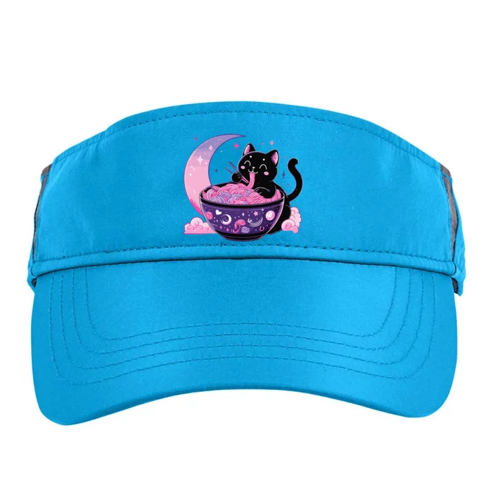 Pastel Goth Aesthetic Kawaii Cat Eating Ramen Noodles Adult Drive Performance Visor