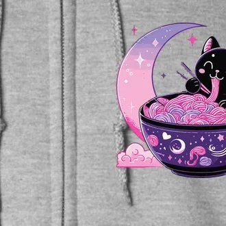 Pastel Goth Aesthetic Kawaii Cat Eating Ramen Noodles Full Zip Hoodie