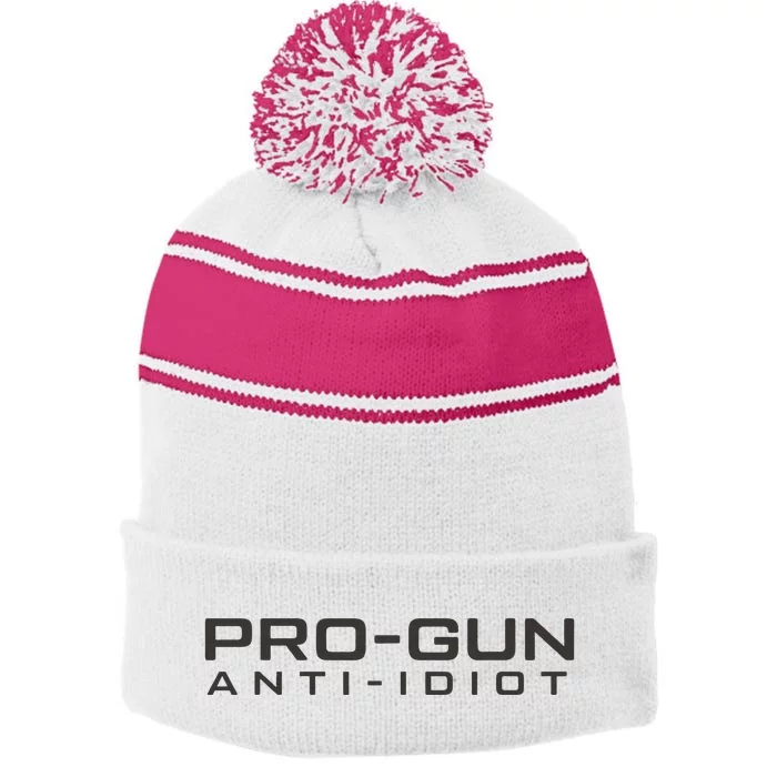 Pro Gun Anti Idiot Stripe Pom Pom Beanie