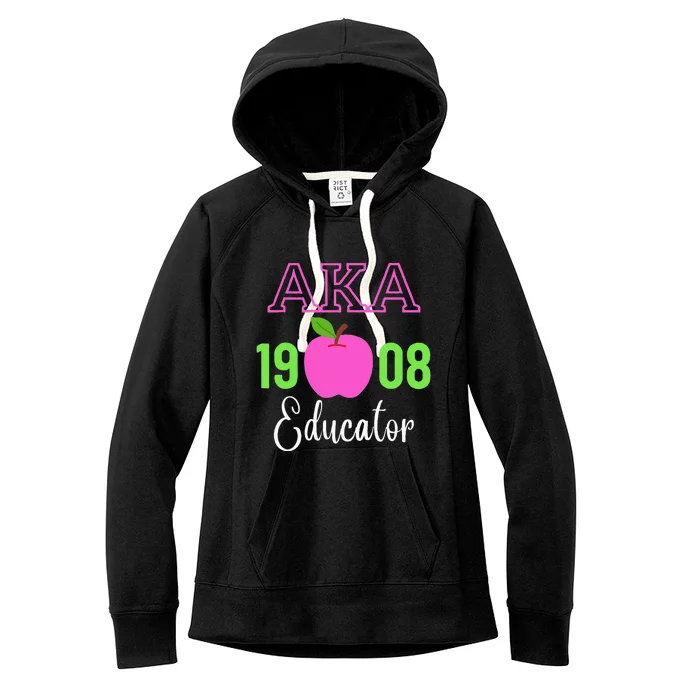 Pink Green AKA Educator Black History Month Teacher Squad Women's Fleece Hoodie