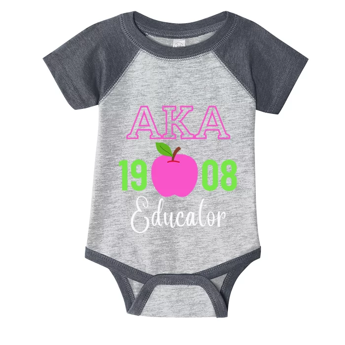 Pink Green AKA Educator Black History Month Teacher Squad Infant Baby Jersey Bodysuit