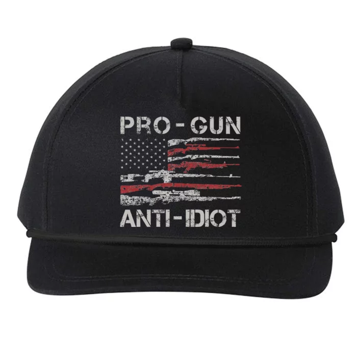 Pro Gun Anti Idiot Vintage Usa Flag 2nd Amendment Snapback Five-Panel Rope Hat