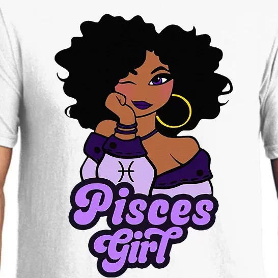 Pisces Girl Afro Girl Zodiac Signs Birthday Pajama Set