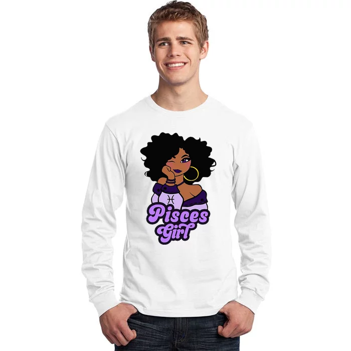 Pisces Girl Afro Girl Zodiac Signs Birthday Tall Long Sleeve T-Shirt