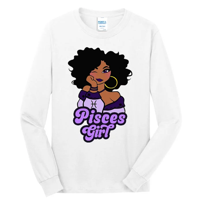 Pisces Girl Afro Girl Zodiac Signs Birthday Tall Long Sleeve T-Shirt