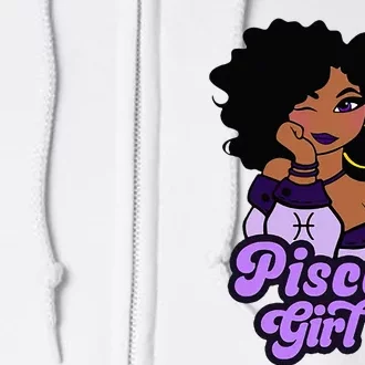 Pisces Girl Afro Girl Zodiac Signs Birthday Full Zip Hoodie