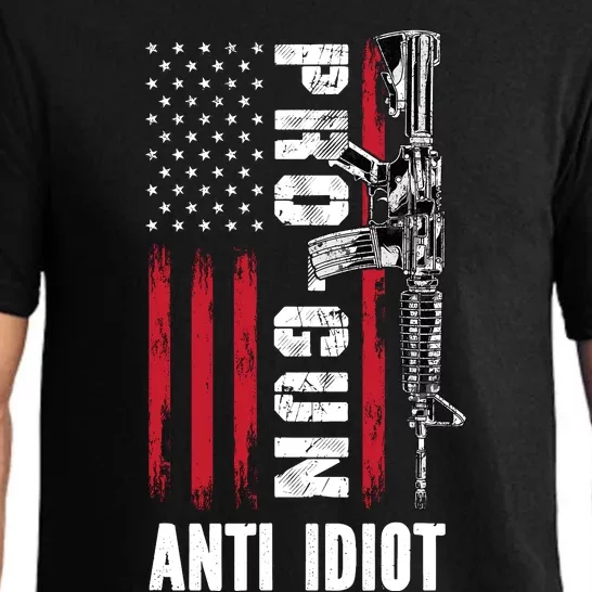 Pro Gun Anti Idiot American Flag Ar15 Pajama Set