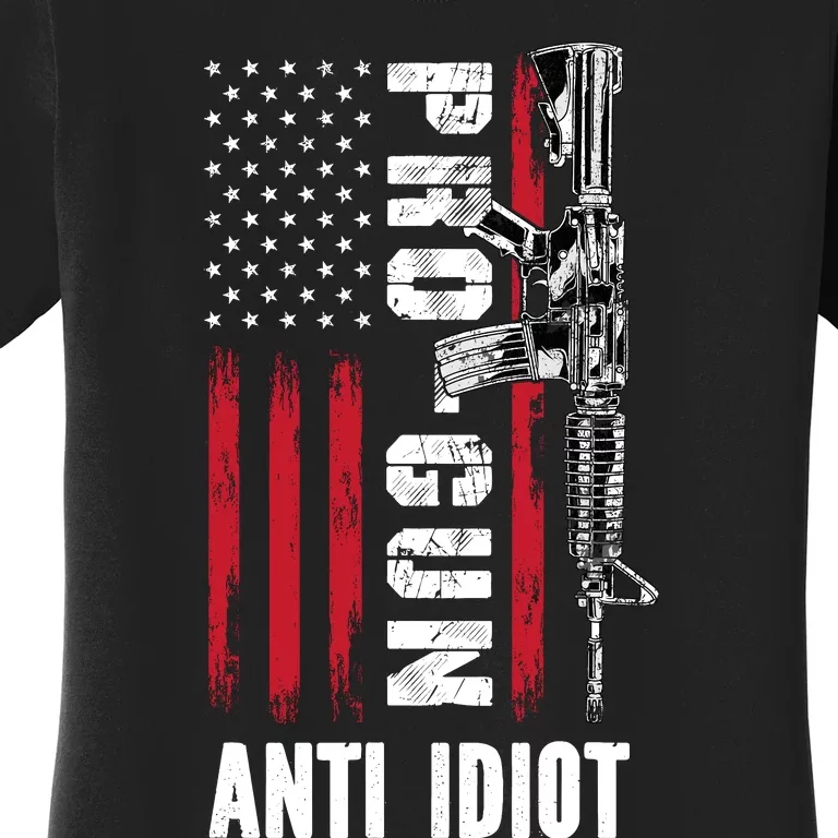 Pro Gun Anti Idiot American Flag Ar15 Women's T-Shirt