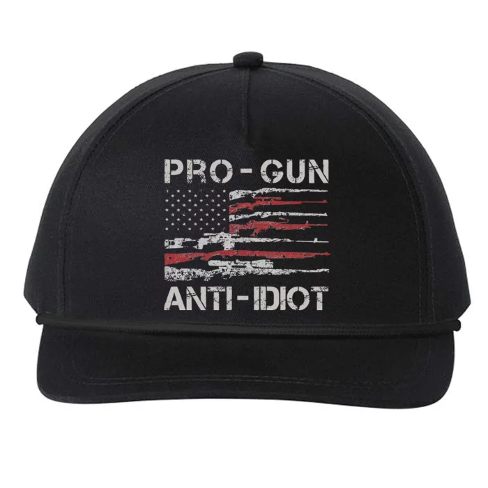 Pro Gun Anti Idiot Vintage USA Flag 2nd Amendment Snapback Five-Panel Rope Hat