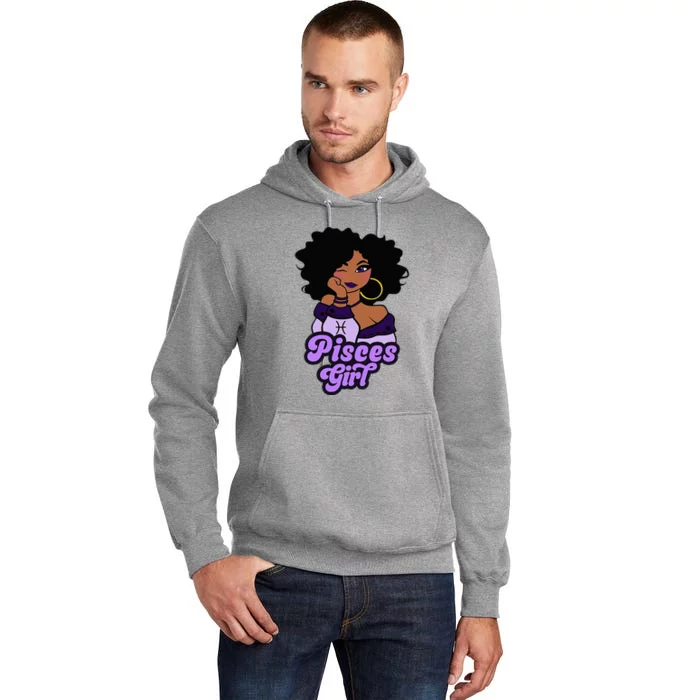 Pisces Girl Afro Girl Zodiac Signs Birthday Tall Hoodie