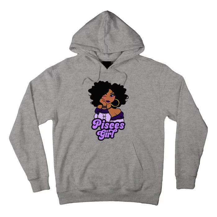 Pisces Girl Afro Girl Zodiac Signs Birthday Tall Hoodie