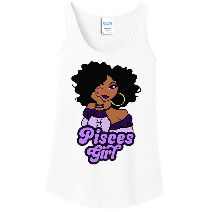 Pisces Girl Afro Girl Zodiac Signs Birthday Ladies Essential Tank