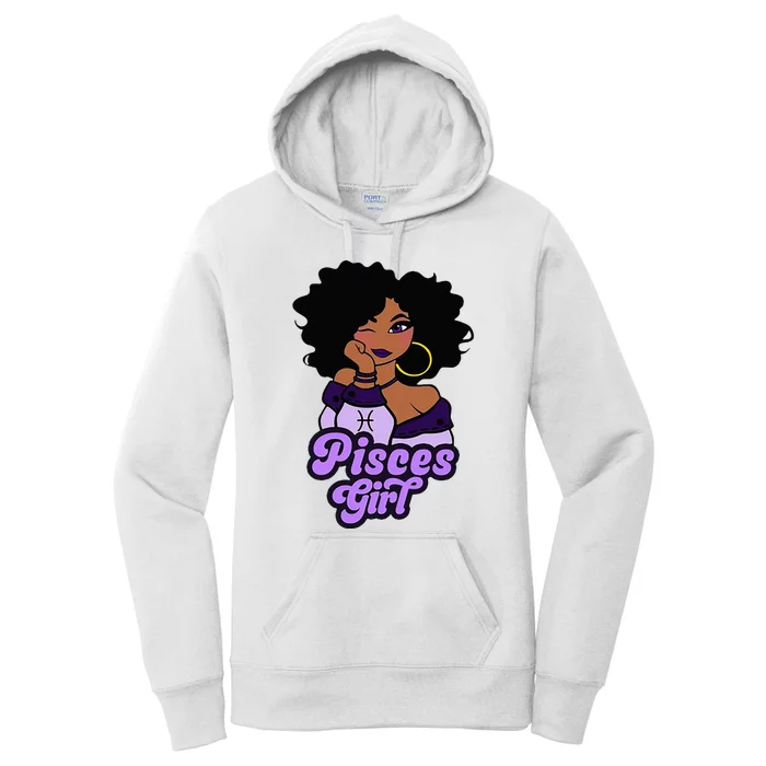 Pisces Girl Afro Girl Zodiac Signs Birthday Women's Pullover Hoodie