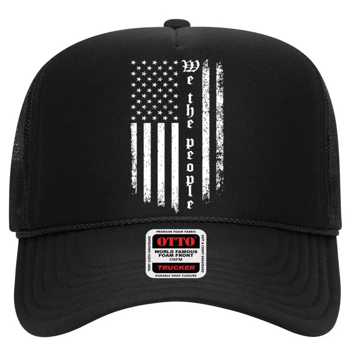 Patriotic Grunge Art High Crown Mesh Trucker Hat