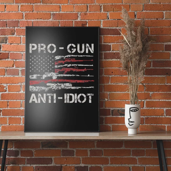 Pro Gun Anti Idiot Vintage Usa Flag 2nd Amendment Poster