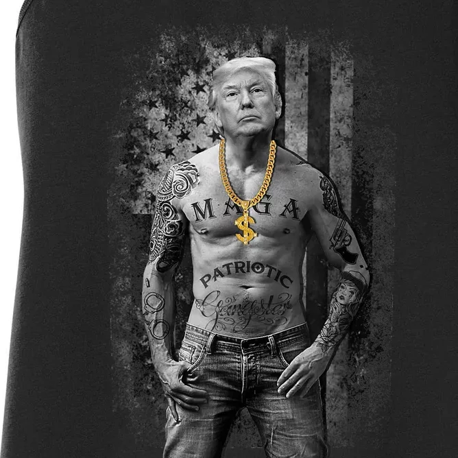 Patriotic Gangster Anti Liberal Pro Trump Republican Gifts Women's Racerback Tank