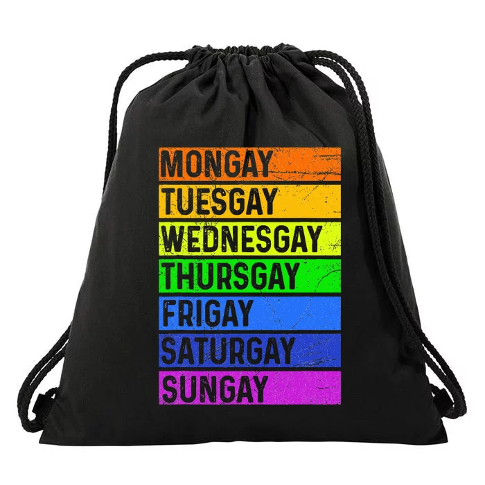 Pride Gay Agenda Love Lgbt Mongay Tuesgay Funny Pride Month Drawstring Bag