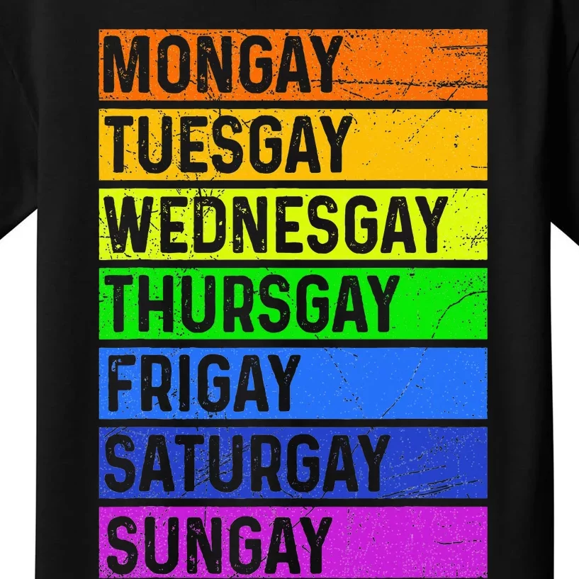 Pride Gay Agenda Love Lgbt Mongay Tuesgay Funny Pride Month Kids T-Shirt