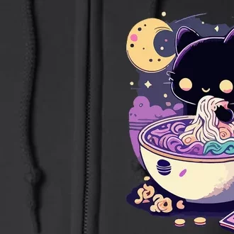 Pastel Goth Aesthetic Kawaii Creepy Cat Eating Ra Noodles Full Zip Hoodie