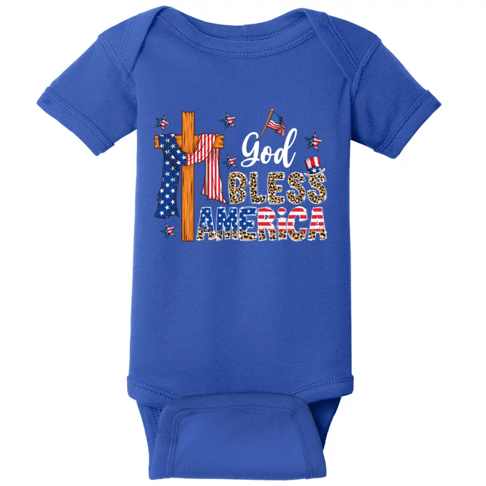 Patriotic God Bless America Usa Flag Colors For Christians Gift Baby Bodysuit