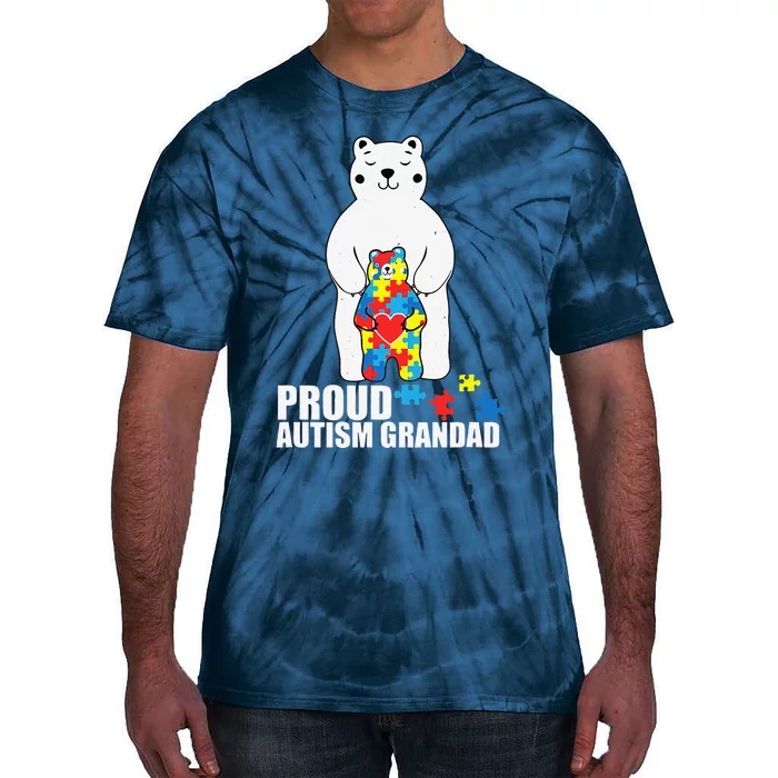 Proud Grandad Bear Autism Awareness Love Autistic Tie-Dye T-Shirt