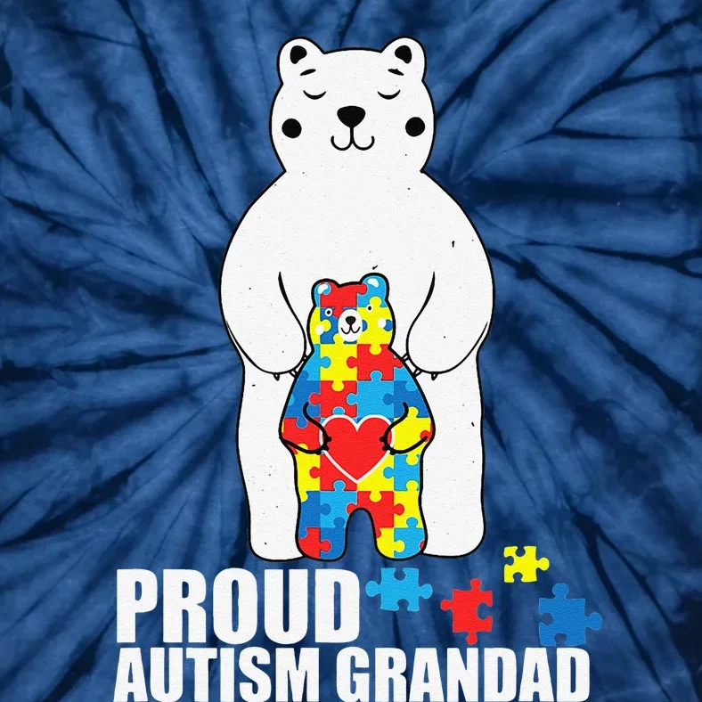 Proud Grandad Bear Autism Awareness Love Autistic Tie-Dye T-Shirt