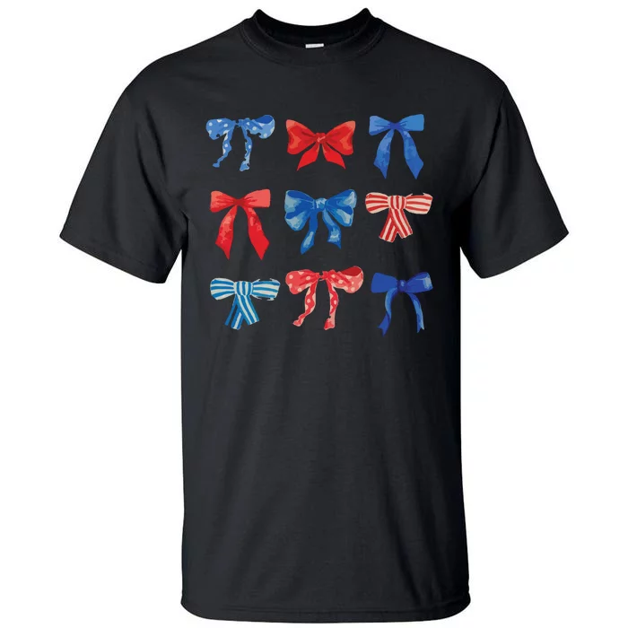 Patriotic Girl Boho Coquette Bows Tall T-Shirt