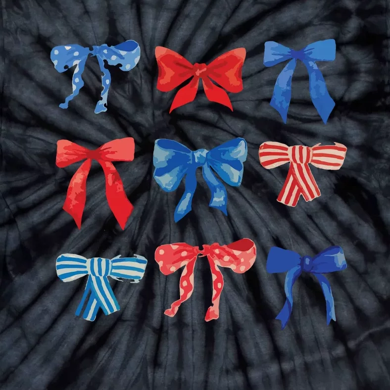 Patriotic Girl Boho Coquette Bows Tie-Dye T-Shirt