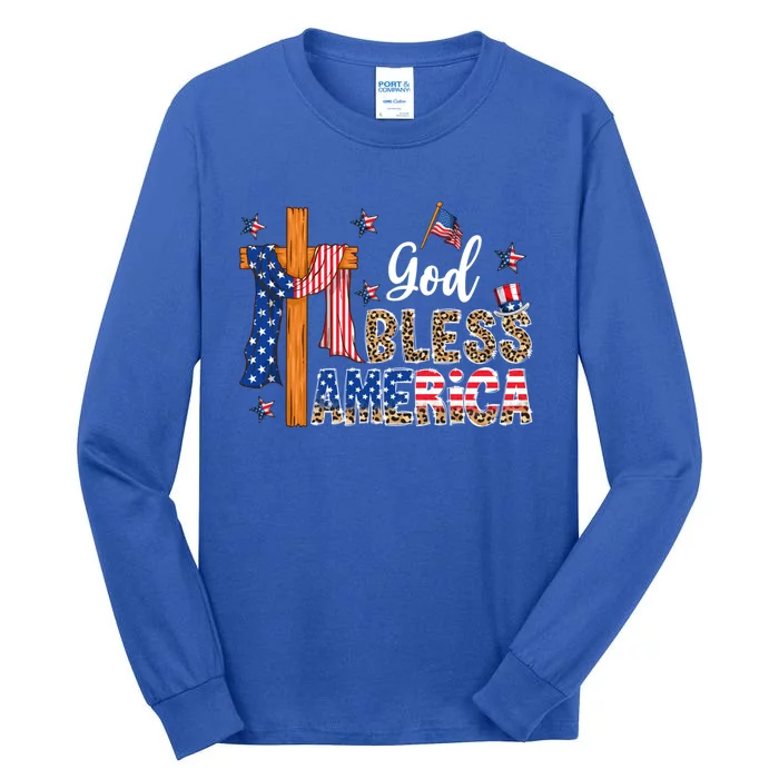 Patriotic God Bless America Usa Flag Colors For Christians Gift Tall Long Sleeve T-Shirt