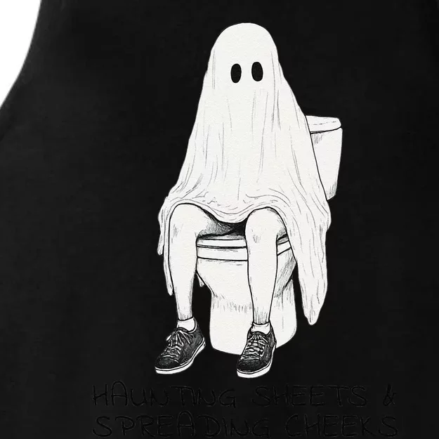 Pooping Ghost Bathroom Graphic Funny Embarrassing Halloween Ladies Tri-Blend Wicking Tank