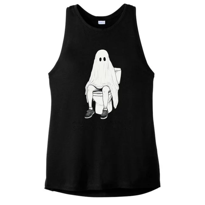 Pooping Ghost Bathroom Graphic Funny Embarrassing Halloween Ladies Tri-Blend Wicking Tank