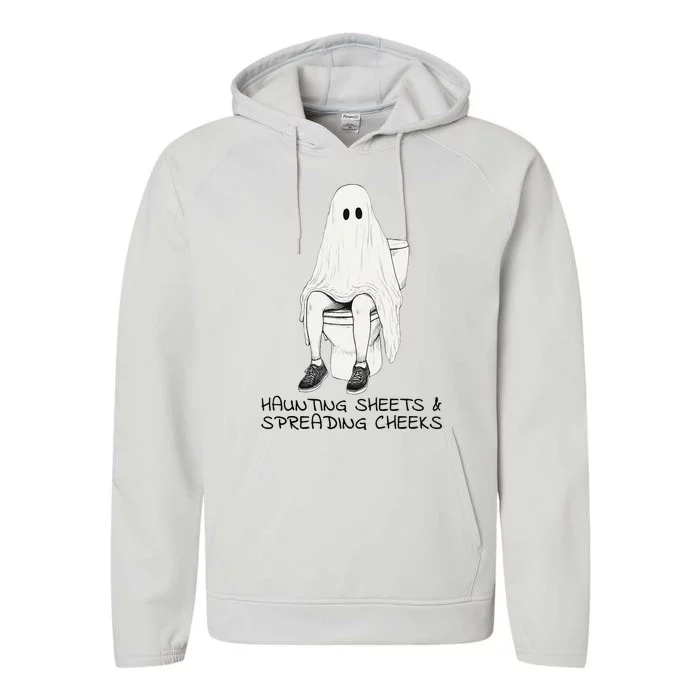 Pooping Ghost Bathroom Graphic Funny Embarrassing Halloween Performance Fleece Hoodie