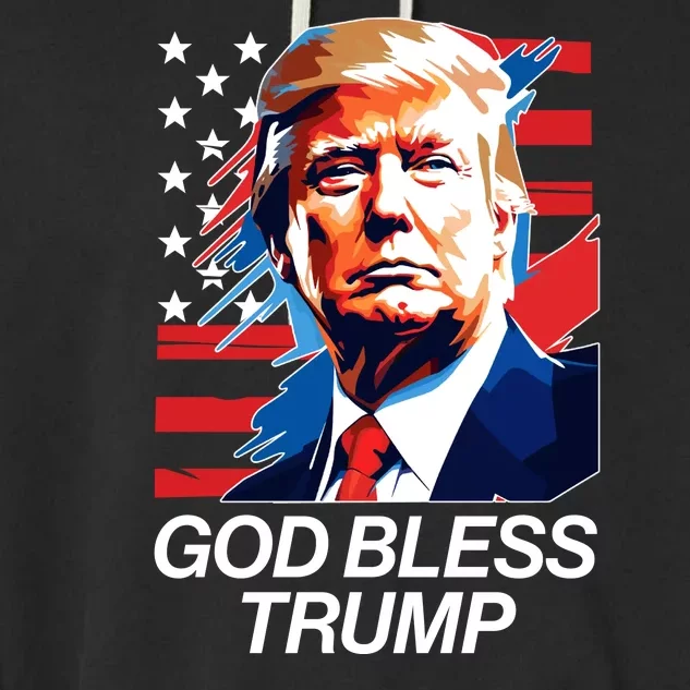 Patriotic God Bless Trump Garment-Dyed Fleece Hoodie